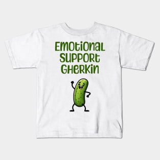 Emotional Support Gherkin, fun enthusiastic small pickle that cheers you on Kids T-Shirt